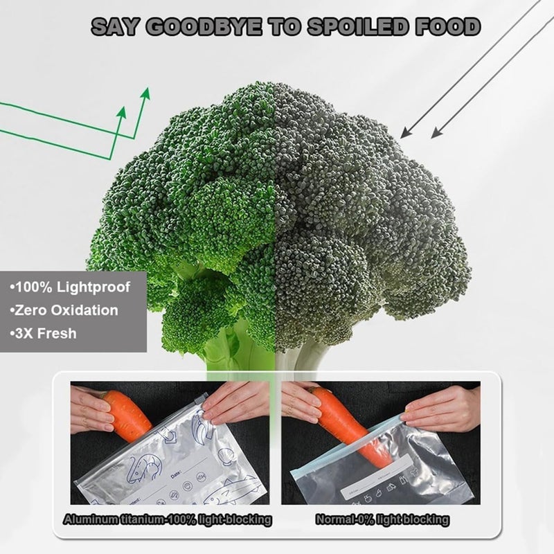 YOOJ ® 30 Pcs Reusable Aluminum Foil Sealable Storage Bags, Thicken Stand Up Aluminum Foil Sealable Bags with Label and Zip Lock for Food, Vegetable, Fruit, Meat (10*S+10*M+10*L) - Image 5