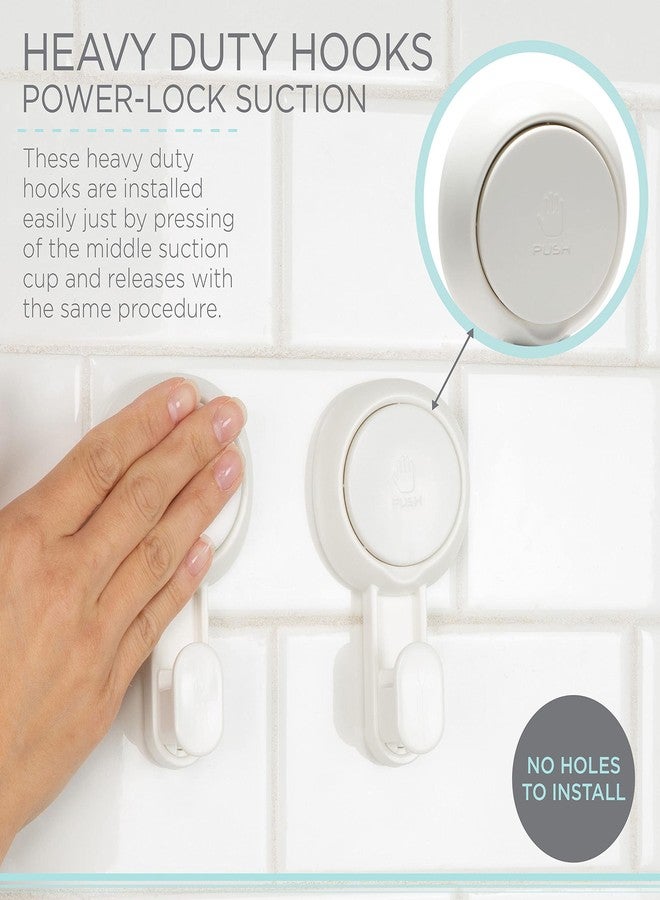 Bath Bliss 2 Pack Power Lock Gel-Suction Hooks | Shower and Bathroom Hook | Towel | Robe | Loofahs | Bags | Jackets | Easy Release | No Tools Required | White - Image 2
