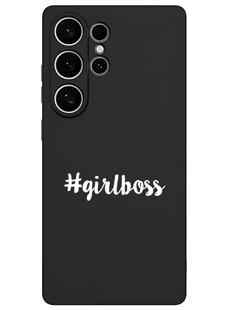 Theodor Protective Slim Fit Case Liquid Silicone Cover with Full Body Protection Anti-Scratch Shockproof Case For Samsung Galaxy S25 Ultra (Black) - Girl boss - White - Image 1