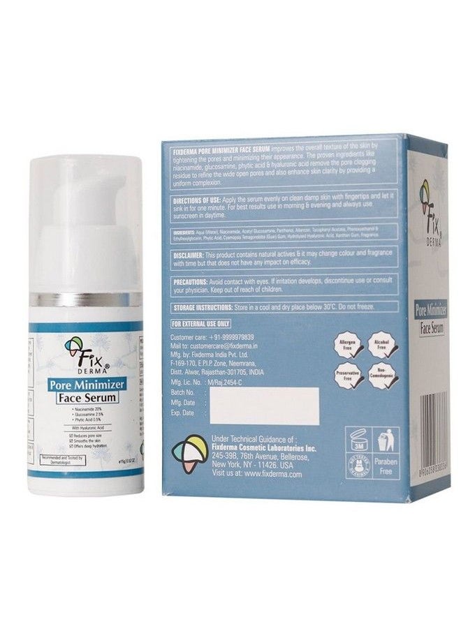 FIXDERMA - 20% Niacinamide Serum For Face For Pore Minimizer With 2.5% Glucosamine & Hyaluronic Acid Serum ; Open Pores Serum ; Hydrating Serum ; Face Serum For Men & Women 15G - Image 1