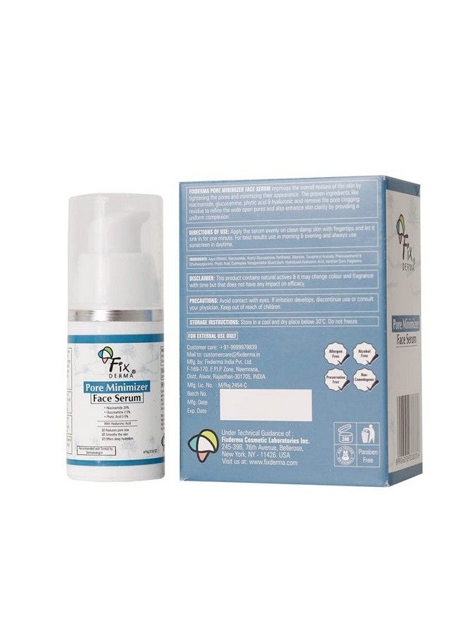 FIXDERMA - 20% Niacinamide Serum For Face For Pore Minimizer With 2.5% Glucosamine & Hyaluronic Acid Serum ; Open Pores Serum ; Hydrating Serum ; Face Serum For Men & Women 15G - Image 1