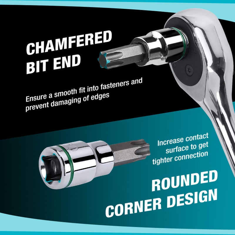 DURATECH Allen Bit Socket Set, 3/8'' Drive Torx, 21-Piece, Premium CR-V Socket and S2 Bits, Metric&SAE - Image 4