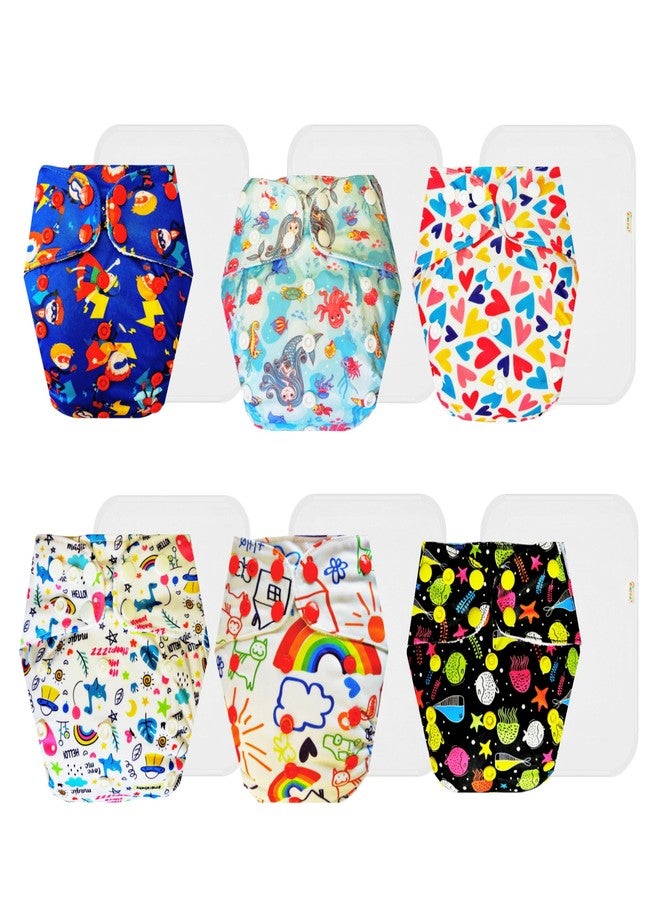 حفاضات دمبلدو القماشية الممتازة مع حشوة قطنية (عبوة من 6 قطع) | شعور بالجفاف والراحة | وسادة ماصة من 6 طبقات | سهلة التنظيف | ضرورية للاستخدام اليومي | من 3 أشهر إلى 3 سنوات | للجنسين - Image 1