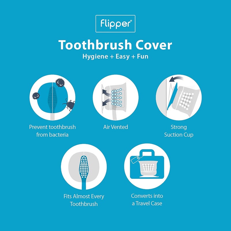 Flipper Hygienic Kids Toothbrush Holder with Suction Cups, High Quality & Patented Design, One Touch Open & Close, For Home or Travel, Made in Malaysia, Fun Animal Cat, 3Y+ - Image 3