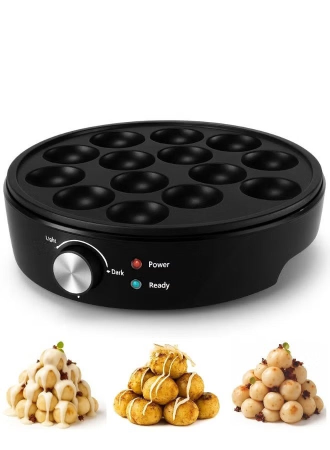 Denx Dutch Mini Pancake & Takoyaki Maker – Multi-Purpose Electric Cooking Plate for Mini Pancakes, Takoyaki, Cake Pops & Snacks with 14 Non-Stick Holes, 1000W Power, Even Heat Distribution, Ease - Image 1