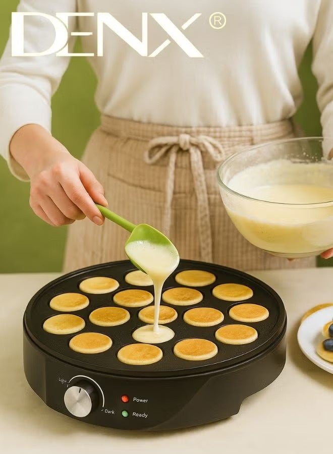 Denx Dutch Mini Pancake & Takoyaki Maker – Multi-Purpose Electric Cooking Plate for Mini Pancakes, Takoyaki, Cake Pops & Snacks with 14 Non-Stick Holes, 1000W Power, Even Heat Distribution, Ease - Image 3