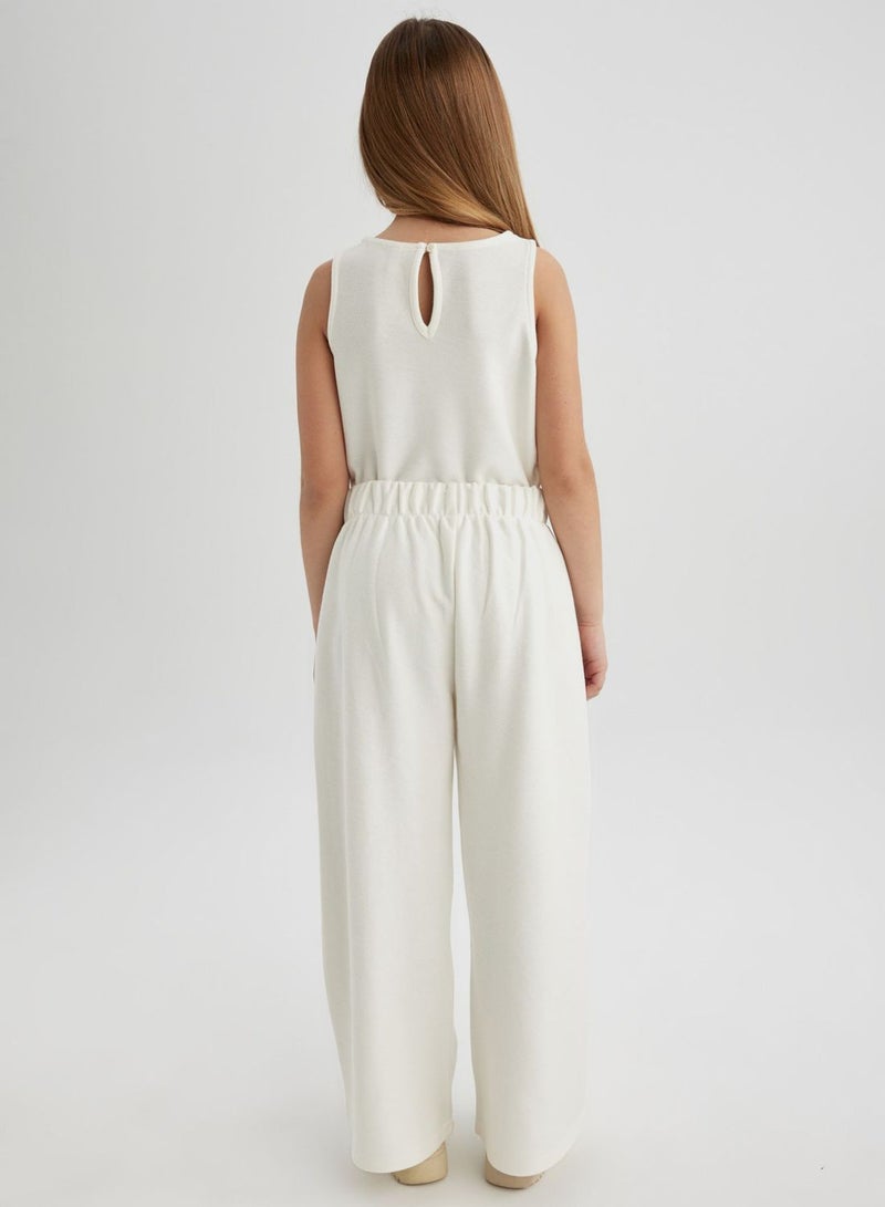 Girl Sleeveless Blouse Trousers 2 Piece Set