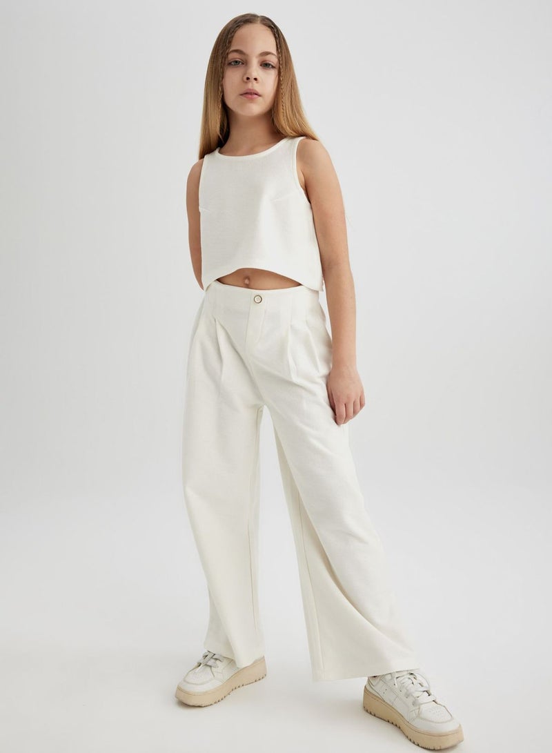 Girl Sleeveless Blouse Trousers 2 Piece Set