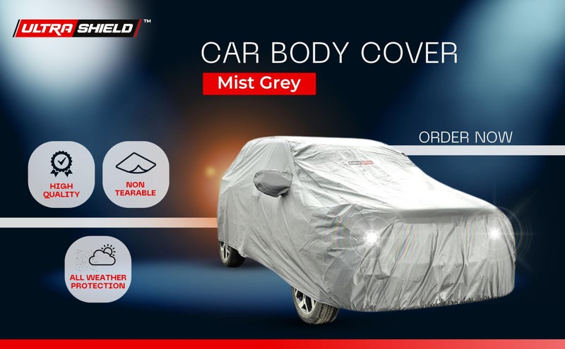 ULTRA SHIELD Mist Grey Series 100% Waterproof Car Body Cover for Maruti Suzuki Brezza with Mirror Pockets | Triple Stitched, Elastic, Custom Fit, Heat Resistant, Anti-Dust, All-Weather Cover - Image 2