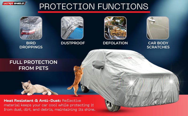 ULTRA SHIELD Mist Grey Series 100% Waterproof Car Body Cover for Maruti Suzuki Brezza with Mirror Pockets | Triple Stitched, Elastic, Custom Fit, Heat Resistant, Anti-Dust, All-Weather Cover - Image 5