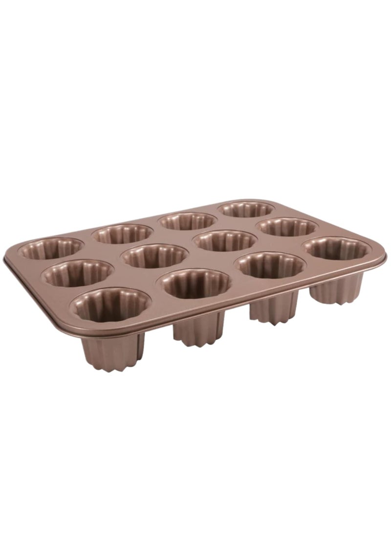 Bukela Canele Molds, 13.7x10.4inch Carbon Steel Canele Mould, 12-Cavity Cannele Mold, Baking Molds for Canneles Bread Muffin Cake Safe and Health : Food-grade Silicone coating, non-Teflon, safety in high temperature ,PTFE & PFOA FREE  - Image 2