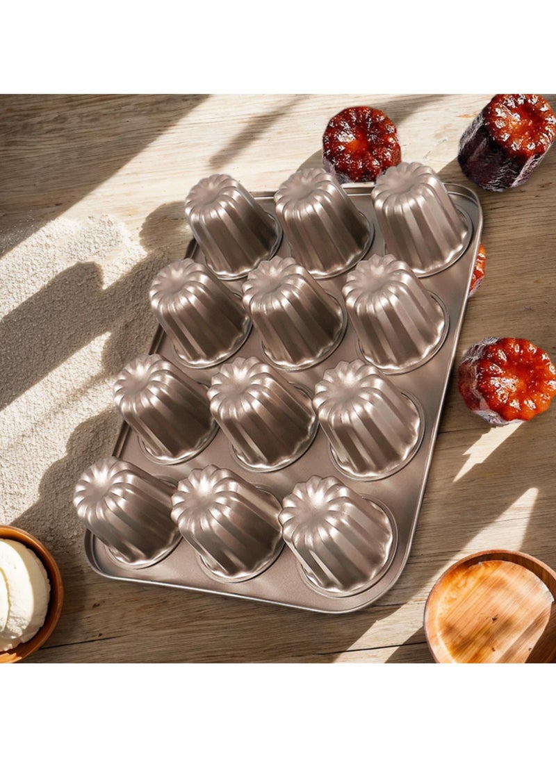 Bukela Canele Molds, 13.7x10.4inch Carbon Steel Canele Mould, 12-Cavity Cannele Mold, Baking Molds for Canneles Bread Muffin Cake Safe and Health : Food-grade Silicone coating, non-Teflon, safety in high temperature ,PTFE & PFOA FREE  - Image 3