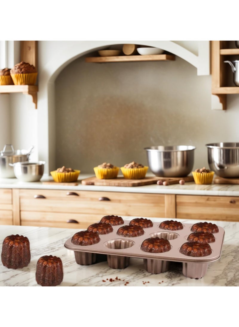 Bukela Canele Molds, 13.7x10.4inch Carbon Steel Canele Mould, 12-Cavity Cannele Mold, Baking Molds for Canneles Bread Muffin Cake Safe and Health : Food-grade Silicone coating, non-Teflon, safety in high temperature ,PTFE & PFOA FREE  - Image 4