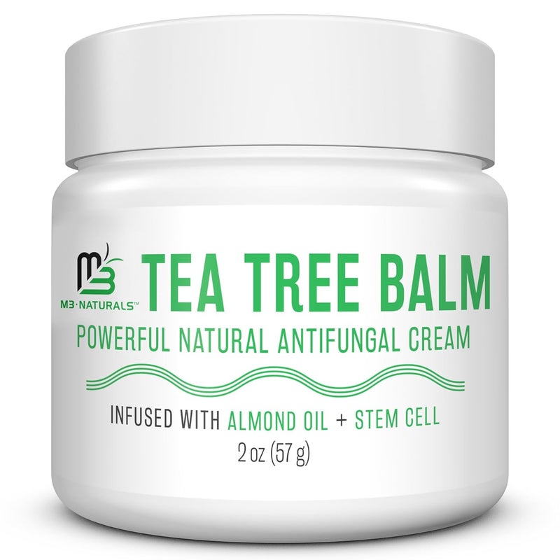 M3 Naturals Tea Tree Oil Foot Balm - Use for Remedy for Athletes Foot, Toenail Repair, and Itchy Dry Skin | Fast Acting Irritation Relief from Eczema Psoriasis and Fungal Acne | Soothing 2 oz Skin Moisturizer
