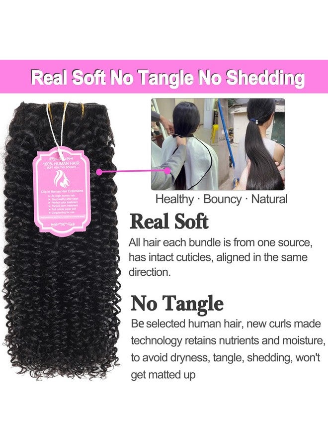 Rolisy Kinky Curly Clip In Hair Extensions Human Hair 12 Inch Curly Hair Extensions Clip In Human Hair for Black Women 3C 4A 4B Afro Kinky Curly Hair Clip Ins Soft Brazilian Remy Hair Thick Ends
