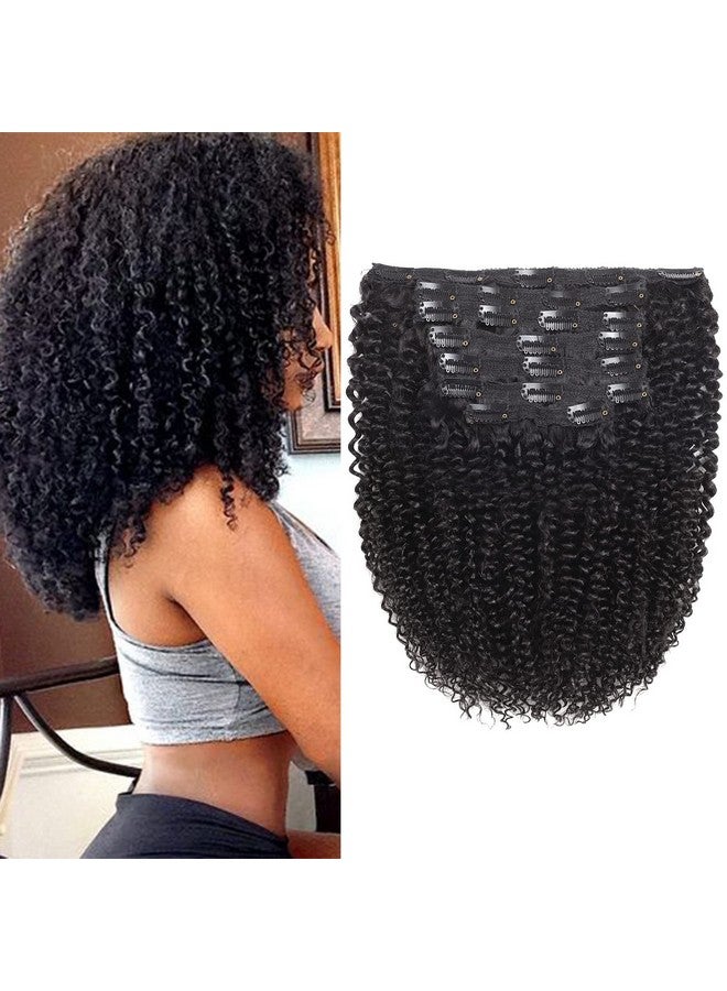 Rolisy Kinky Curly Clip In Hair Extensions Human Hair 12 Inch Curly Hair Extensions Clip In Human Hair for Black Women 3C 4A 4B Afro Kinky Curly Hair Clip Ins Soft Brazilian Remy Hair Thick Ends