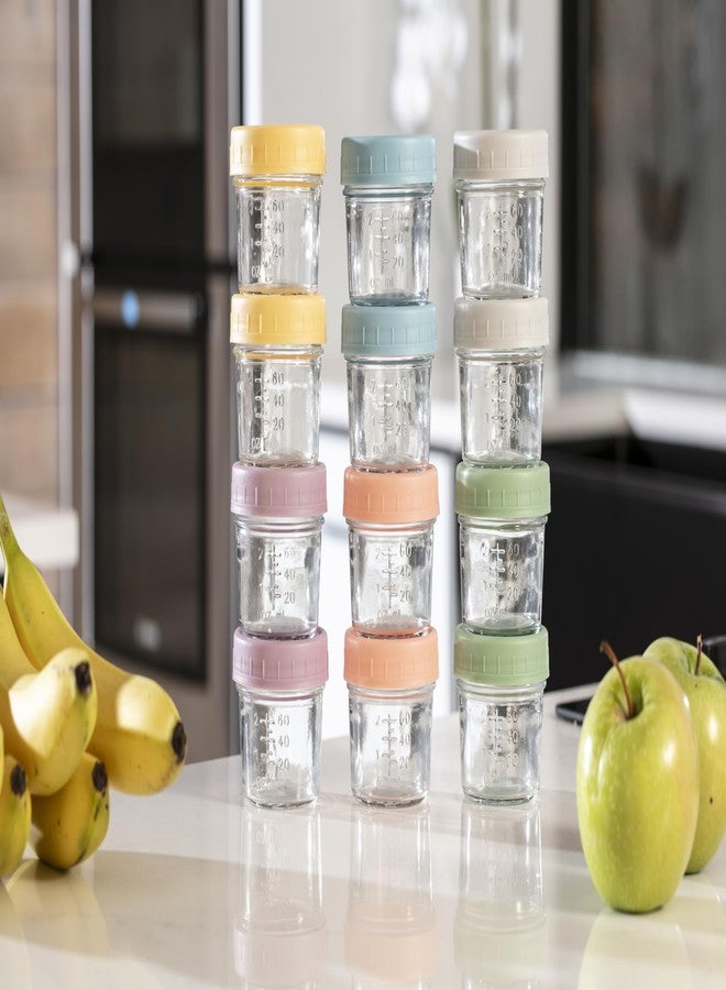 سبريك عبوات زجاجية لتخزين طعام الأطفال، عبوة من 12 قطعة، سعة 4 أونصات، قابلة لإعادة الاستخدام، مع أغطية، خالية من مادة BPA، مانعة للتسرب، آمنة للاستخدام في المجمد والميكروويف وغسالة الصحون. - Image 2