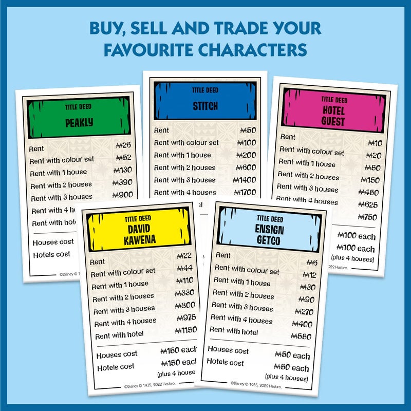 Winning Moves Disney Lilo and Stitch Monopoly Board Game, Embark on an Out of This World Journey with Lilo, Stitch, Nani, Jumba and Many More, Gift for Ages 8 Plus, Blue - Packaging May Vary - Image 5