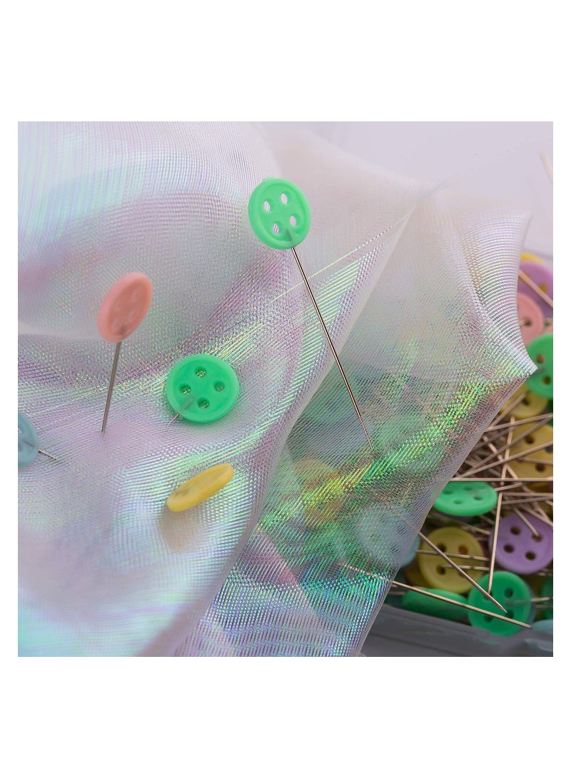 SYOSI 200PCS Sewing Pins for Bridal DIY Sewing Craft Boutonniere, Safety Pins Dressmaking Pins Glass Head Pins with Storage Box Decorative Head Pins Tailoring Pins for Jewelry Decoration (Button type)  - Image 4
