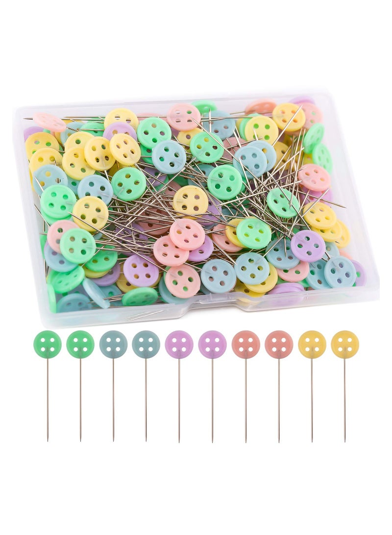 SYOSI 200PCS Sewing Pins for Bridal DIY Sewing Craft Boutonniere, Safety Pins Dressmaking Pins Glass Head Pins with Storage Box Decorative Head Pins Tailoring Pins for Jewelry Decoration (Button type)  - Image 1