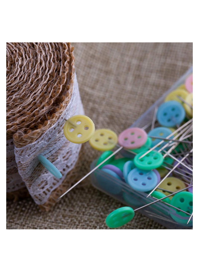SYOSI 200PCS Sewing Pins for Bridal DIY Sewing Craft Boutonniere, Safety Pins Dressmaking Pins Glass Head Pins with Storage Box Decorative Head Pins Tailoring Pins for Jewelry Decoration (Button type)  - Image 2