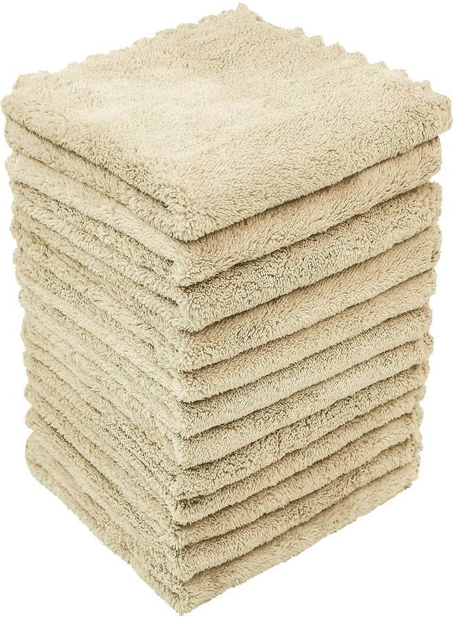Kyapoo Baby Washcloths 12 Pack 12x12 Inches Microfiber Coral Fleece Extra Absorbent and Soft for Newborns, Infants and Toddlers-Brown - Image 5