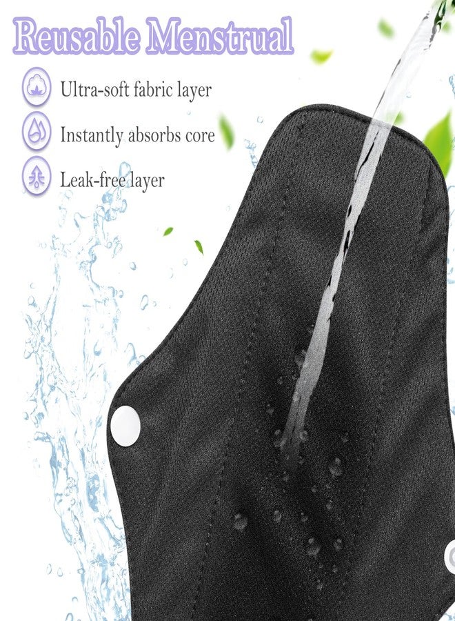 PHOGARY 7 Packs Reusable Menstrual Pads, Breathable Mesh Surface Cloth Sanitary Pads for Heavy Flow with Wet Bag, Washable Overnight Cloth Panty Liners with Wings for Women - Image 2