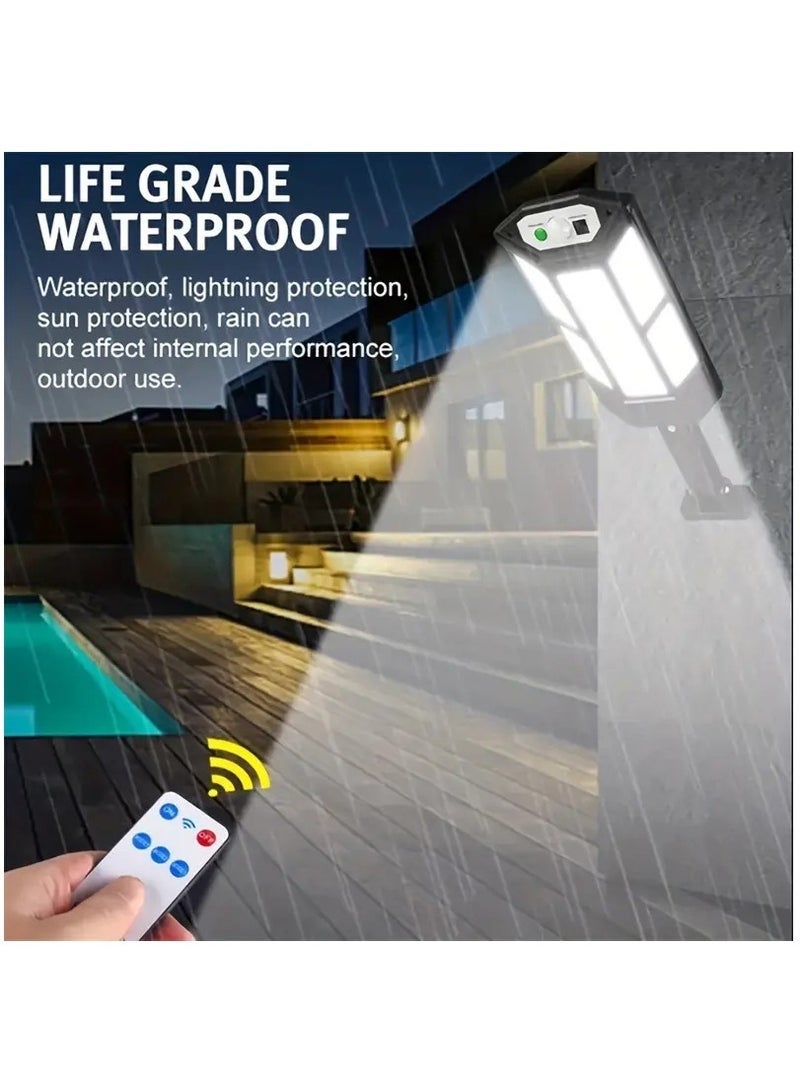 عربست مصباح حائط يعمل بالطاقة الشمسية LED فائق السطوع 6500 كلفن، مستشعر حركة IP65، 3 أوضاع إضاءة، مصباح أمان للحديقة الخارجية وساحة الشارع مع بطارية - Image 4