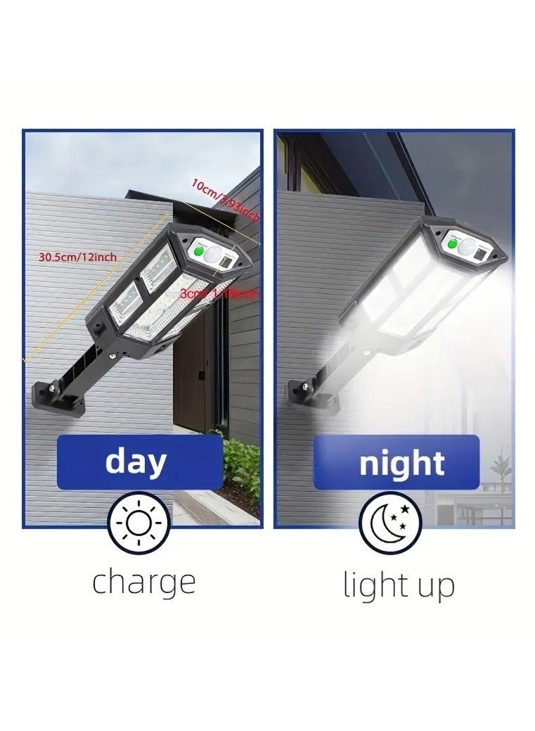 عربست مصباح حائط يعمل بالطاقة الشمسية LED فائق السطوع 6500 كلفن، مستشعر حركة IP65، 3 أوضاع إضاءة، مصباح أمان للحديقة الخارجية وساحة الشارع مع بطارية - Image 2