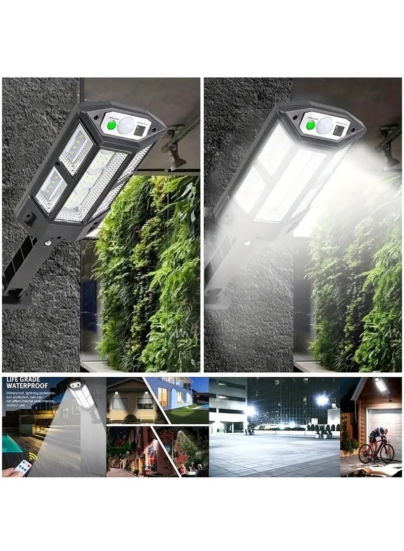 عربست مصباح حائط يعمل بالطاقة الشمسية LED فائق السطوع 6500 كلفن، مستشعر حركة IP65، 3 أوضاع إضاءة، مصباح أمان للحديقة الخارجية وساحة الشارع مع بطارية - Image 3