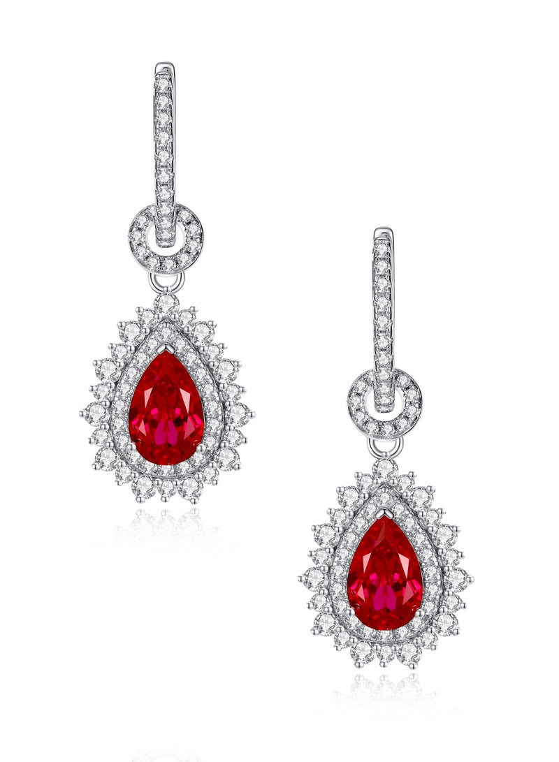 QUAINT 1.5-Carat Pear-Shaped Royal Red Lab-Grown Ruby Earrings  - Image 1