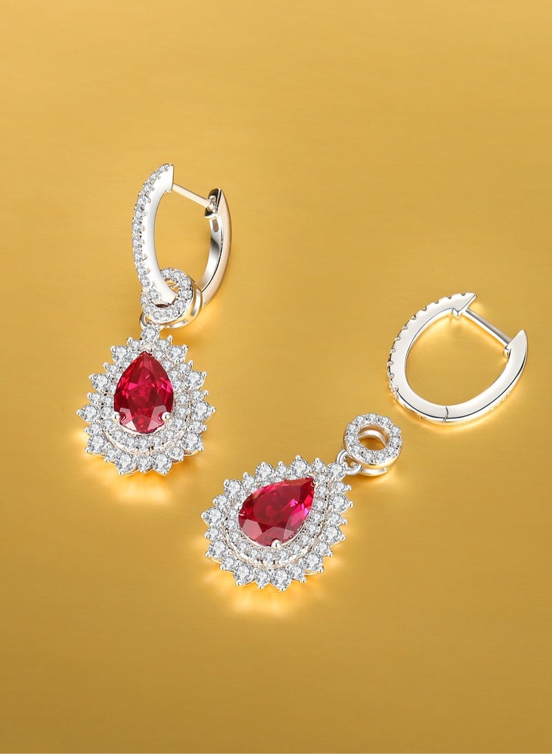 QUAINT 1.5-Carat Pear-Shaped Royal Red Lab-Grown Ruby Earrings  - Image 3