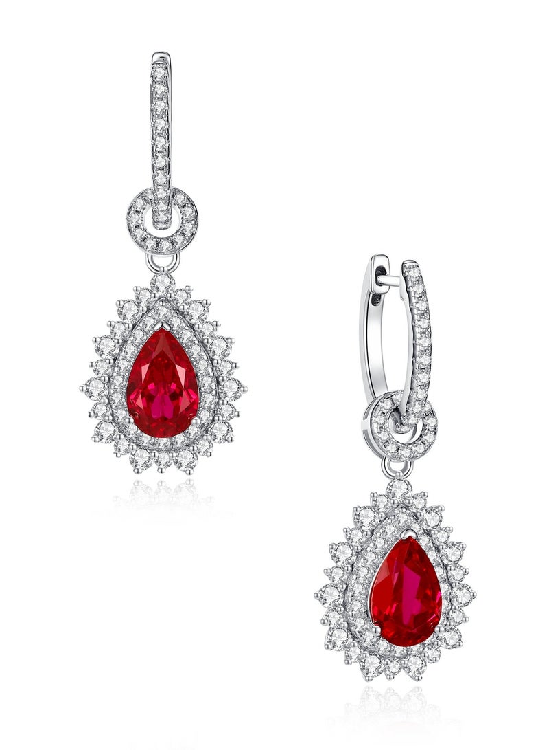 غَيْرُ مَألُوف أقراط من الياقوت الأحمر المزروع في المختبر بشكل قطرة ماء بوزن 1.5 قيراط - Image 2