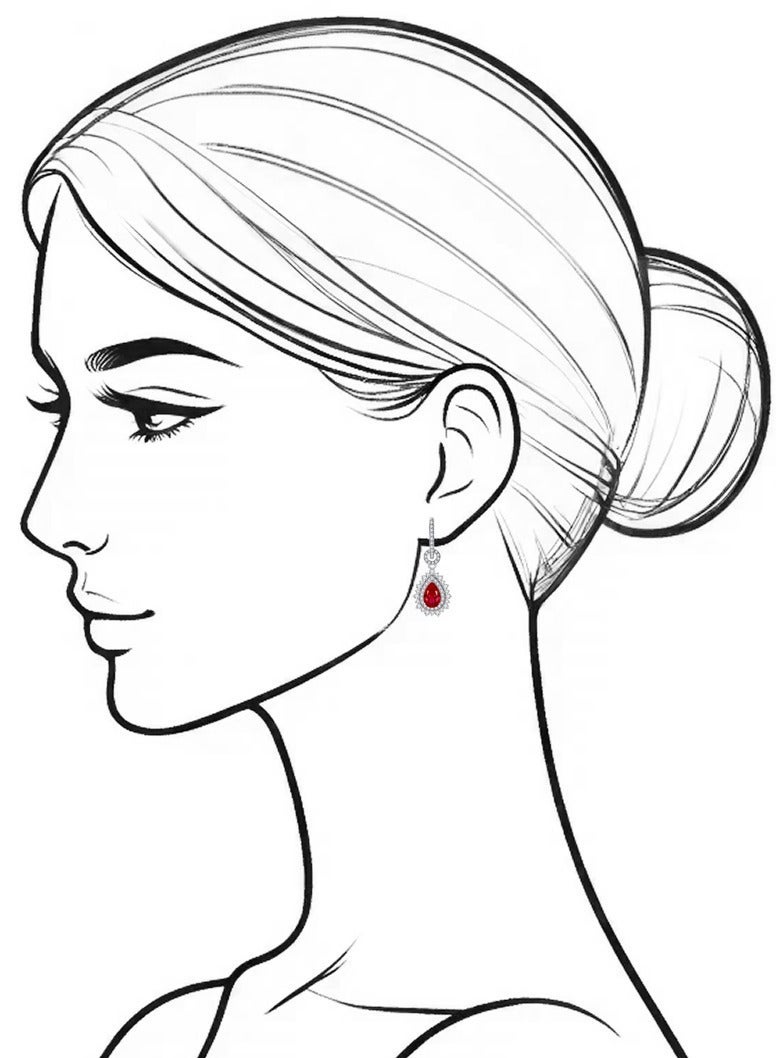 غَيْرُ مَألُوف أقراط من الياقوت الأحمر المزروع في المختبر بشكل قطرة ماء بوزن 1.5 قيراط - Image 4