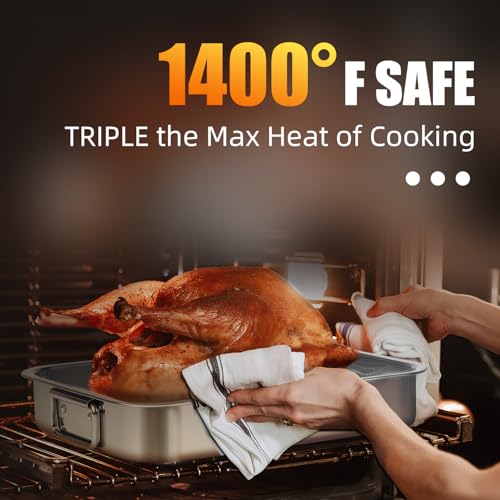 Chrysovereign Stainless Steel Turkey Roasting Pan with Rack & Handles, Heavy Duty Food-Safe Turkey Pan Dishwasher Safe, Perfect for Cooking Turkey and Steak for Thanksgiving and Christmas (Extra Size) - Image 4