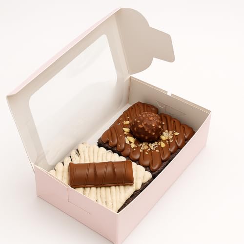 mudrit Bakery Box with Window, Pack of 20 for 2 Brownies, Donuts, Ladoos, Chocolates, Macarons, Size 6.25x3.25x2 inches (Pink) - Image 4