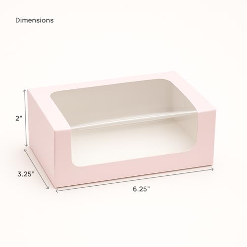 mudrit Bakery Box with Window, Pack of 20 for 2 Brownies, Donuts, Ladoos, Chocolates, Macarons, Size 6.25x3.25x2 inches (Pink) - Image 3