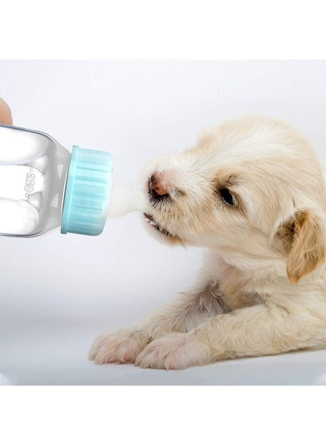 HY 120ML Dog Water Bottle Puppy Bottles for Nursing, Portable Pet Feeding Dispenser Tool with Replacement Nipple, Pet Nursing Nipple Bottle Kits for Newborn Kittens Hamster Puppies Rabbits, Blue - Image 2