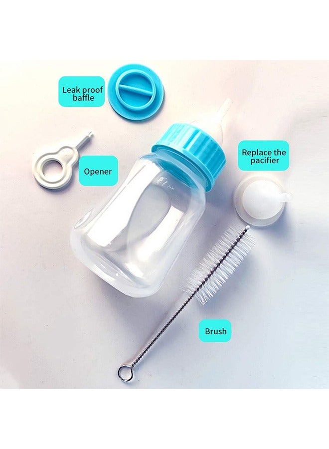 HY 120ML Dog Water Bottle Puppy Bottles for Nursing, Portable Pet Feeding Dispenser Tool with Replacement Nipple, Pet Nursing Nipple Bottle Kits for Newborn Kittens Hamster Puppies Rabbits, Blue - Image 3