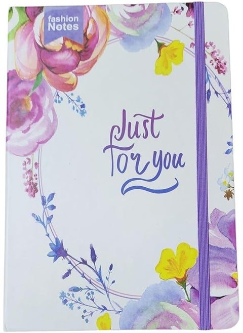 Hard cover A5 Notebook with purple Elastic Band/Flowers"just for you"