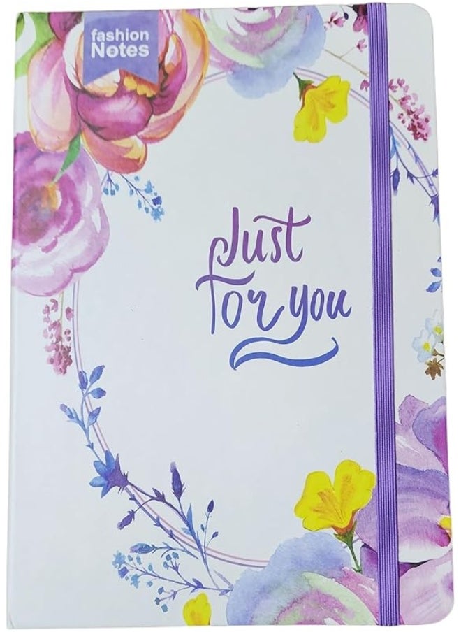 Generic Hard cover A5 Notebook with purple Elastic Band/Flowers"just for you"  - Image 1