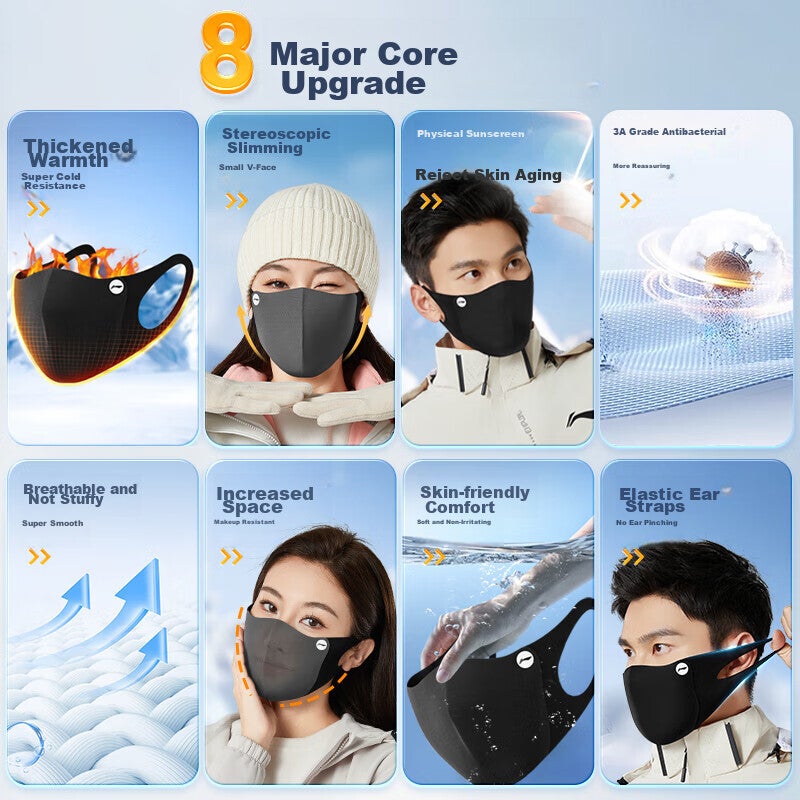 Li-Ning Warm Face Mask for Autumn And Winter Cycling, Unisex Cold-Proof Windproof Dust-Proof Thickened Washable Face Mask for Men And Wome - Image 2