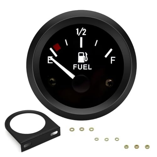 Tuxihapp 2" 52mm 12V Fuel Level Gauge Meter Kit with Nut/Bracket - 240-33ohm Boat Fuel Gauge Gas Tank Meter with E-1/2-F Pointer Dash, Universal for Car RV Yacht Marine Motorcycle (Black) - Image 1