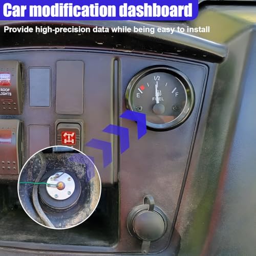 Tuxihapp 2" 52mm 12V Fuel Level Gauge Meter Kit with Nut/Bracket - 240-33ohm Boat Fuel Gauge Gas Tank Meter with E-1/2-F Pointer Dash, Universal for Car RV Yacht Marine Motorcycle (Black) - Image 5