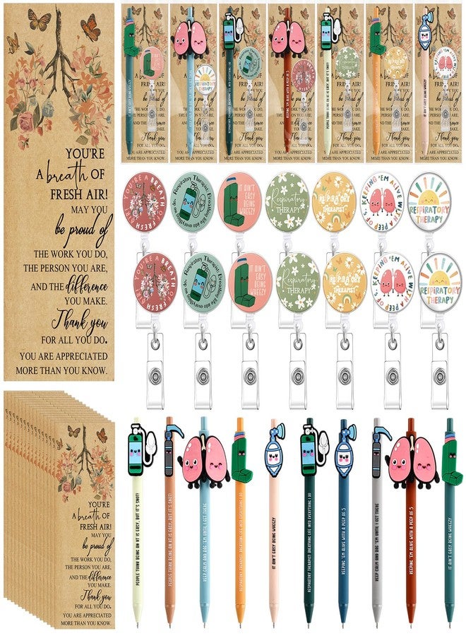 Yexiya 15 Set Nurse Appreciation Week Gifts Bulk Lung Inhaler Sign Ballpoint Pen with Badge Reels Appreciation Card Thank You Gift for Respiratory Therapist Nurse Teacher Medical Office Student - Image 1