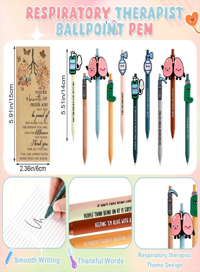 Yexiya 15 Set Nurse Appreciation Week Gifts Bulk Lung Inhaler Sign Ballpoint Pen with Badge Reels Appreciation Card Thank You Gift for Respiratory Therapist Nurse Teacher Medical Office Student - Image 3