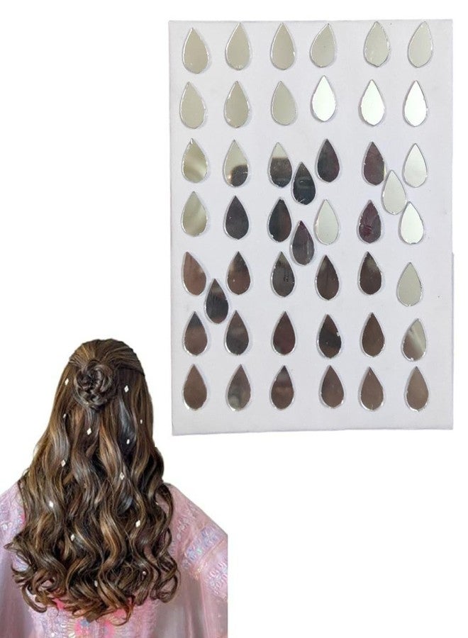 Manrav Leaf Mirror Hair Accessories for Wedding and Parties Hairstyle Design Tools For Women And Girls - No Stick On Or Glue Added (48 Pc) (colour6) - Image 1