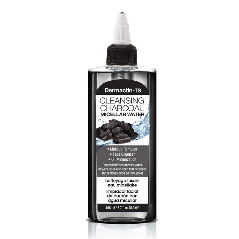 DermactinTS Cleansing Charcoal Micellar Water Makeup Remover  Face Cleanser and Oil Minimizer 57 Ounce