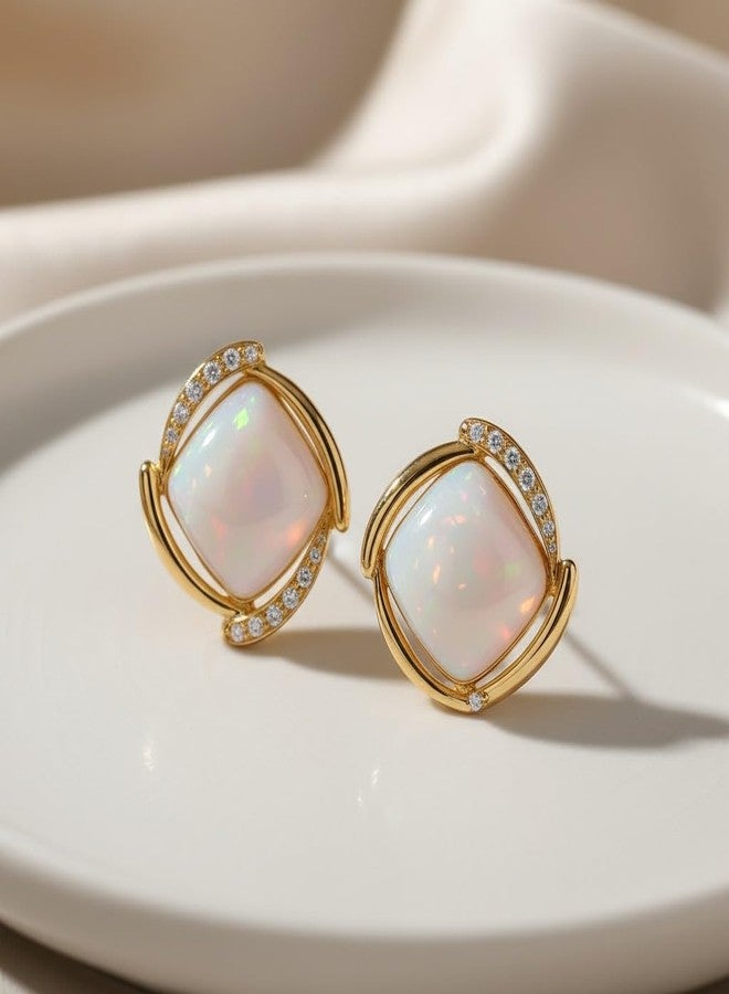 AMAAL Golden Pearl Earrings Set for Women | Elegant Round Stud Ear Rings | Stylish Jewellery for Woman & Girls | Lightweight Gold Plated Pearl Earrings | Fashion Accessories Gift for Her 176 - Image 5