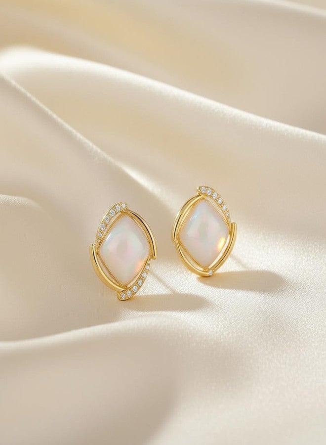 AMAAL Golden Pearl Earrings Set for Women | Elegant Round Stud Ear Rings | Stylish Jewellery for Woman & Girls | Lightweight Gold Plated Pearl Earrings | Fashion Accessories Gift for Her 176 - Image 4
